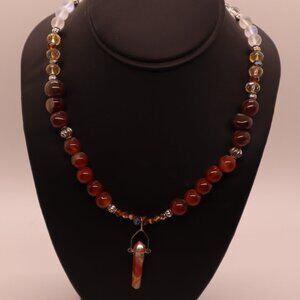 Gemstone Beaded Necklace ( HANDMADE )